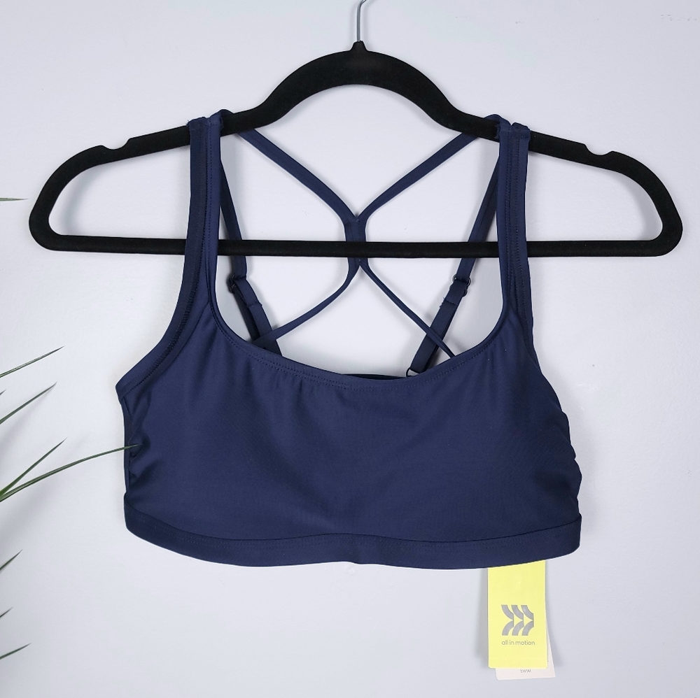 NWT all in motion Navy Athletic Bikini Top Size S